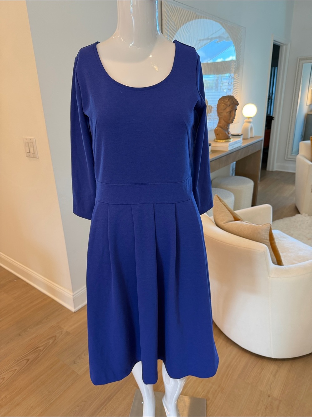 Isaac Mizrahi Royal Blue Scoop Neck Fit-and-Flare Midi Dress